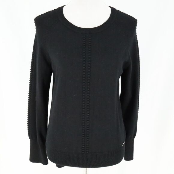 T Tahari Sweater Womens Large Black Cotton Knit Pullover 3/4 Sleeves Stretch - Picture 13 of 13